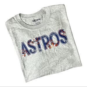 NEW Custom Made Applique Houston Astros TShirt Athletic Gray Unisex Size Large